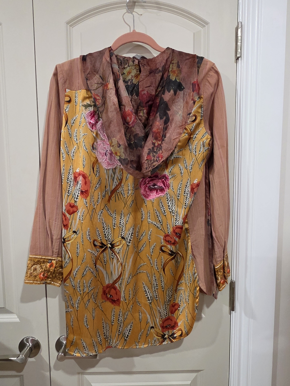 Aratta - Looks Authentic Hoody Kimono Embroidered w Flower&Sequin Detail NWT M - Picture 5 of 16